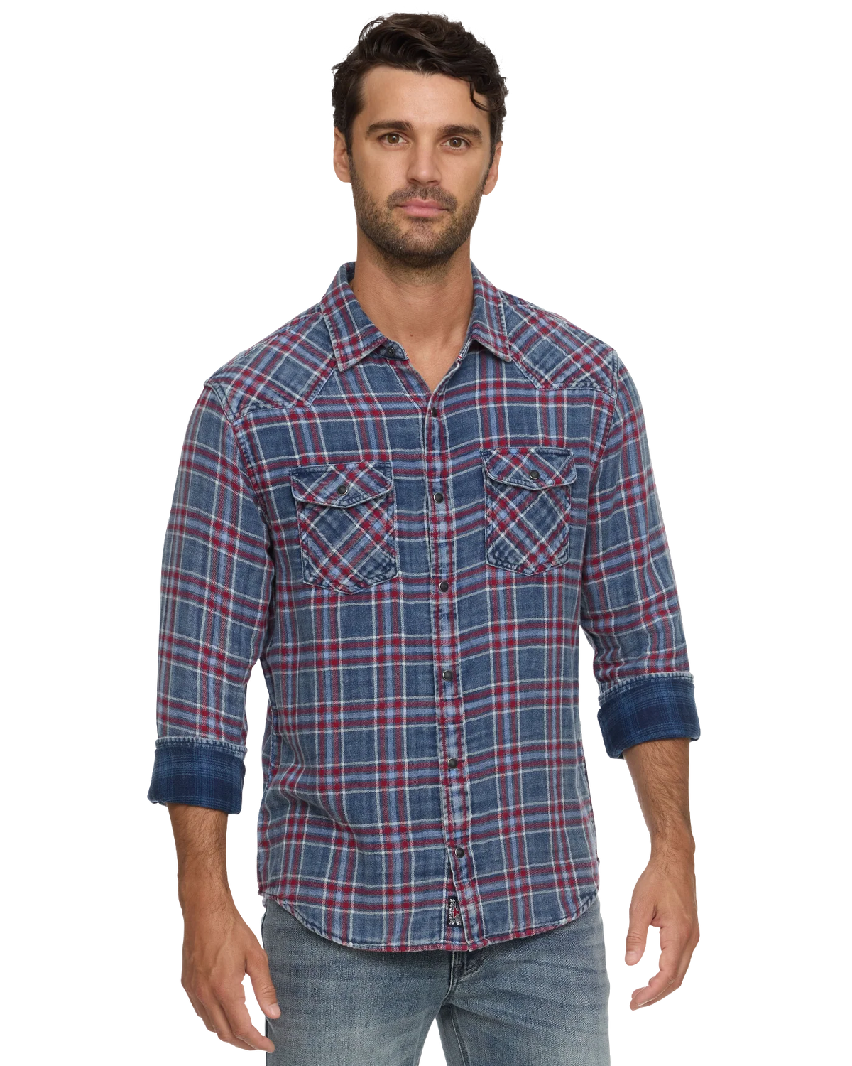 Marbury Western Shirt - Indigo/Red