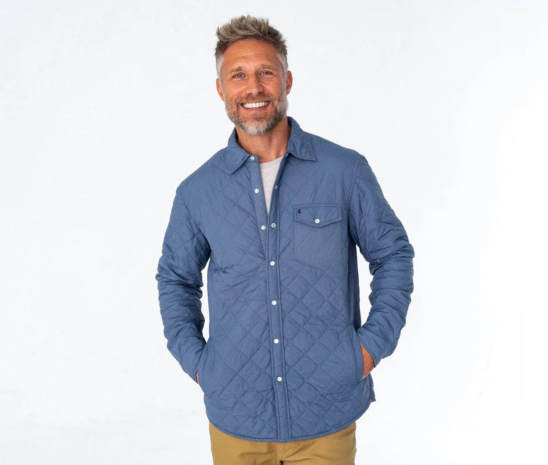 Quilted Shacket - Slate Blue