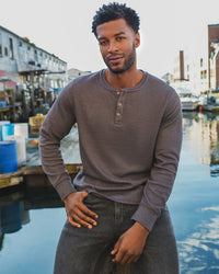 F&A - CHATSWORTH SOFT WAFFLE HENLEY - Charcoal