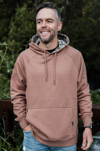 Fleece Hoodie-Heather Brown-Burlebo