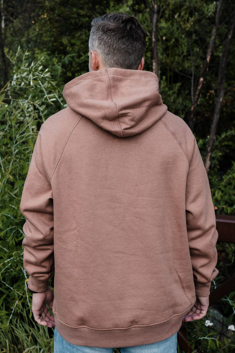 Fleece Hoodie-Heather Brown-Burlebo