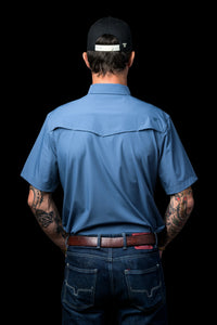 CORE - MEN'S BLUE SHORT SLEEVE PEARL SNAP SHIRT