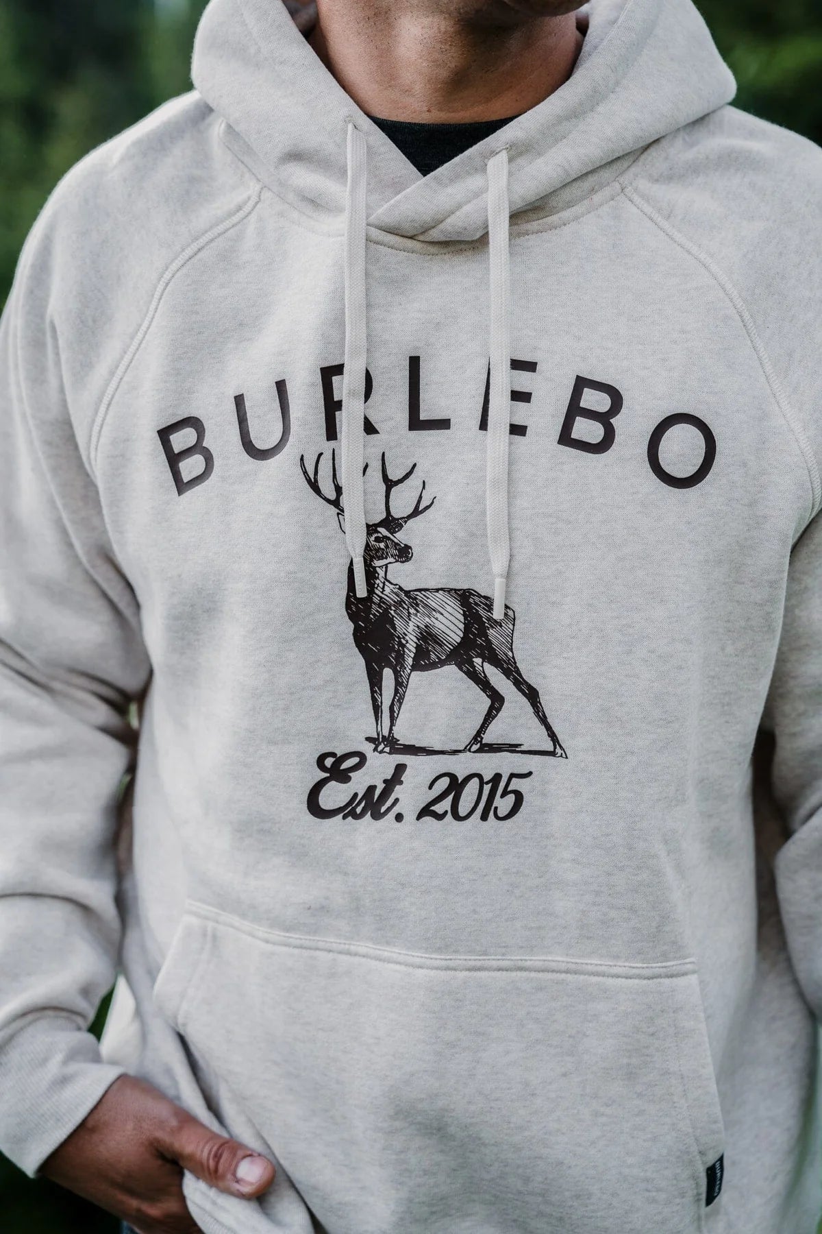 Whitetail Deer Hoodie-Heather Oatmeal-Burlebo