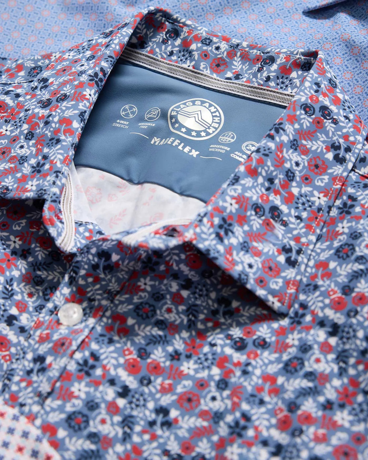 Journey Stretch Shirt - Red/Navy/White