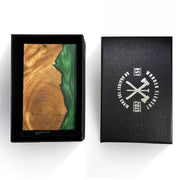 Wood and Resin Pop-Up Wallet - Green