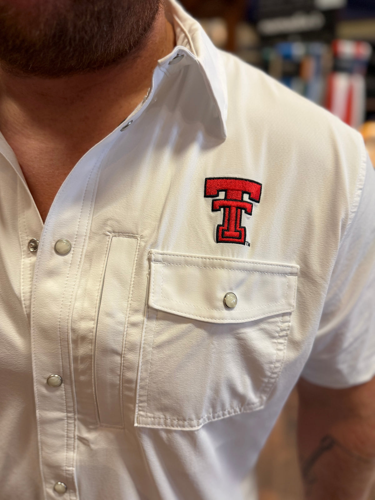 Texas Tech Pearl Snap - White