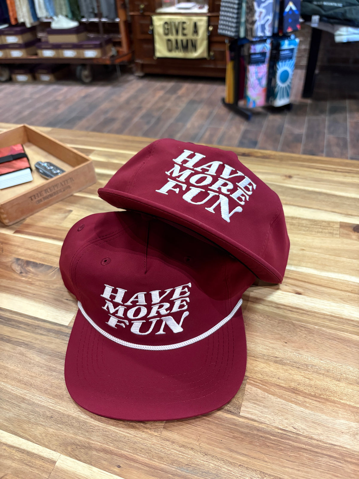 Have More Fun Rope Hat- Maroon/White