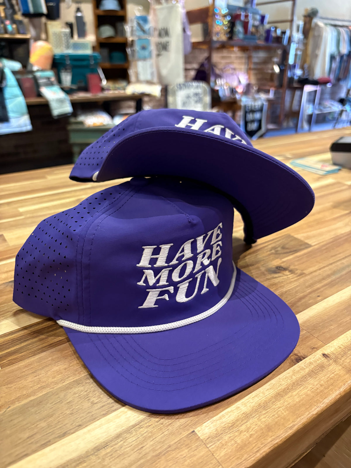Have More Fun Rope Hat- Purple/White