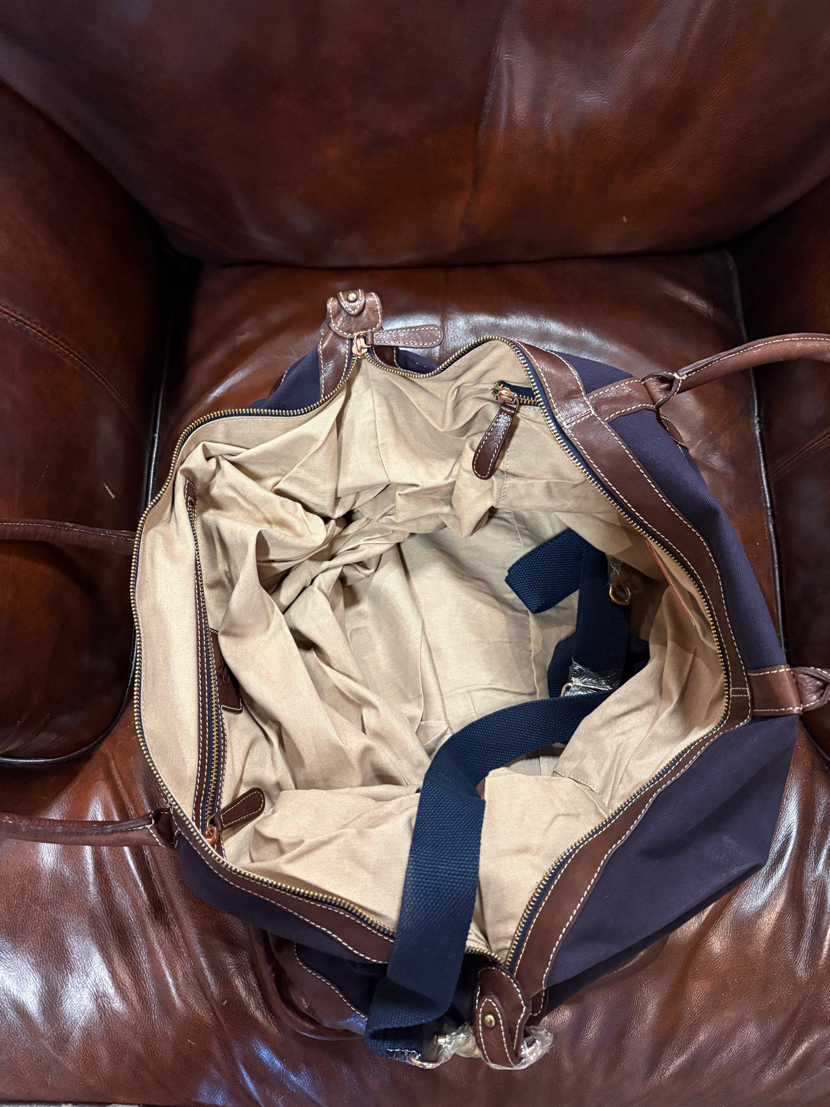 Canvas Leather Cow Hide Carry-On Duffle Weekender Luggage Travel Bag