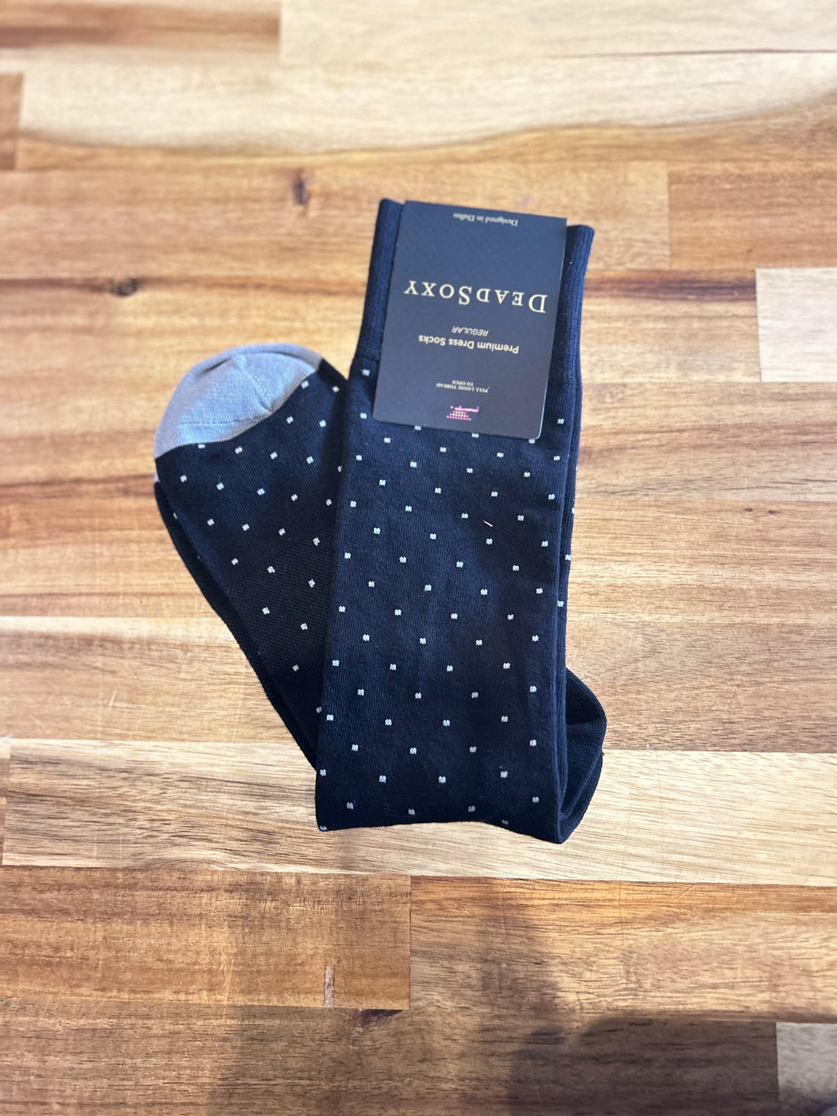 Grey/Black Dot Dress Socks - Dead Soxy