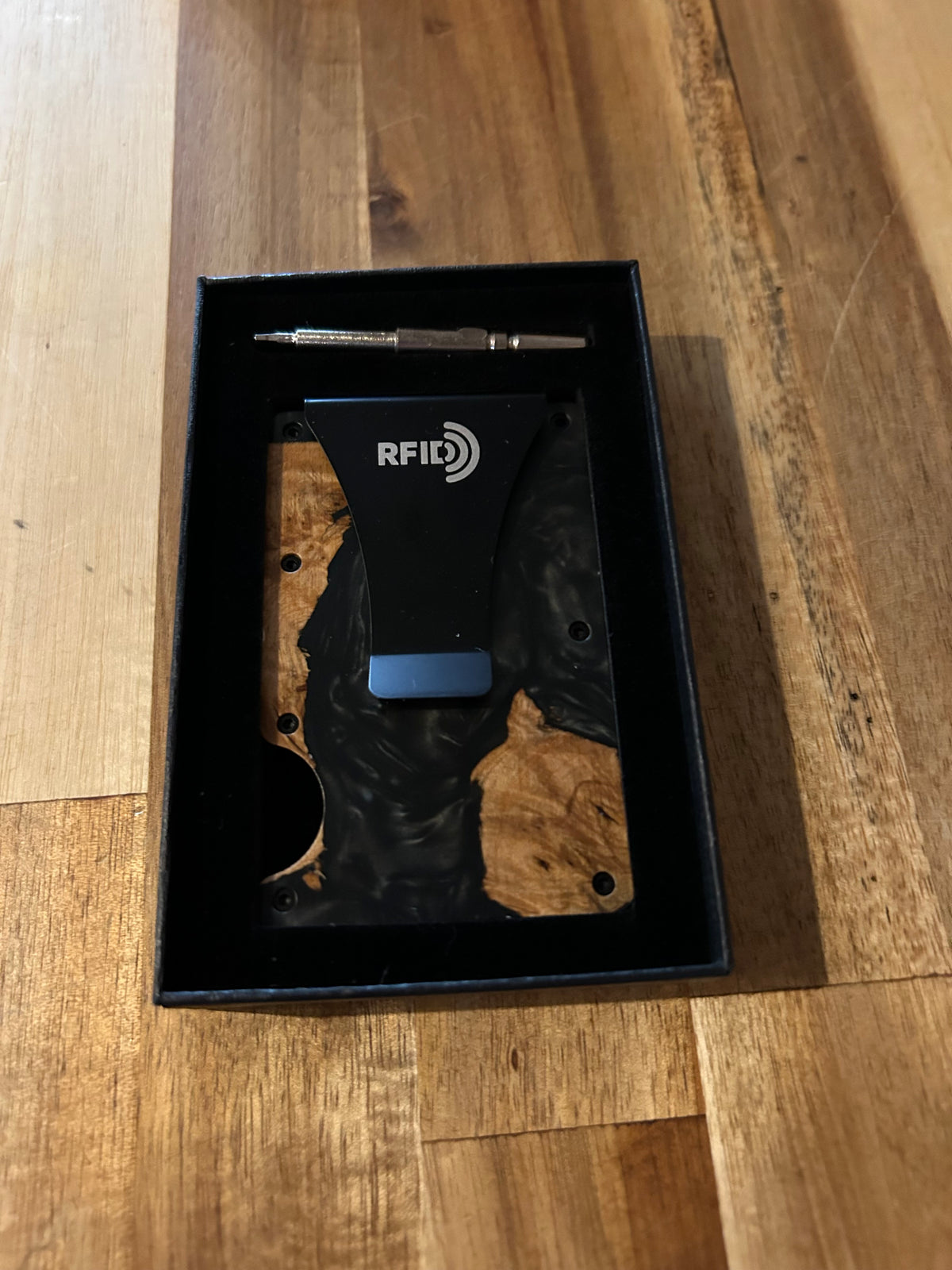 Wood and Resin Wallet - Black