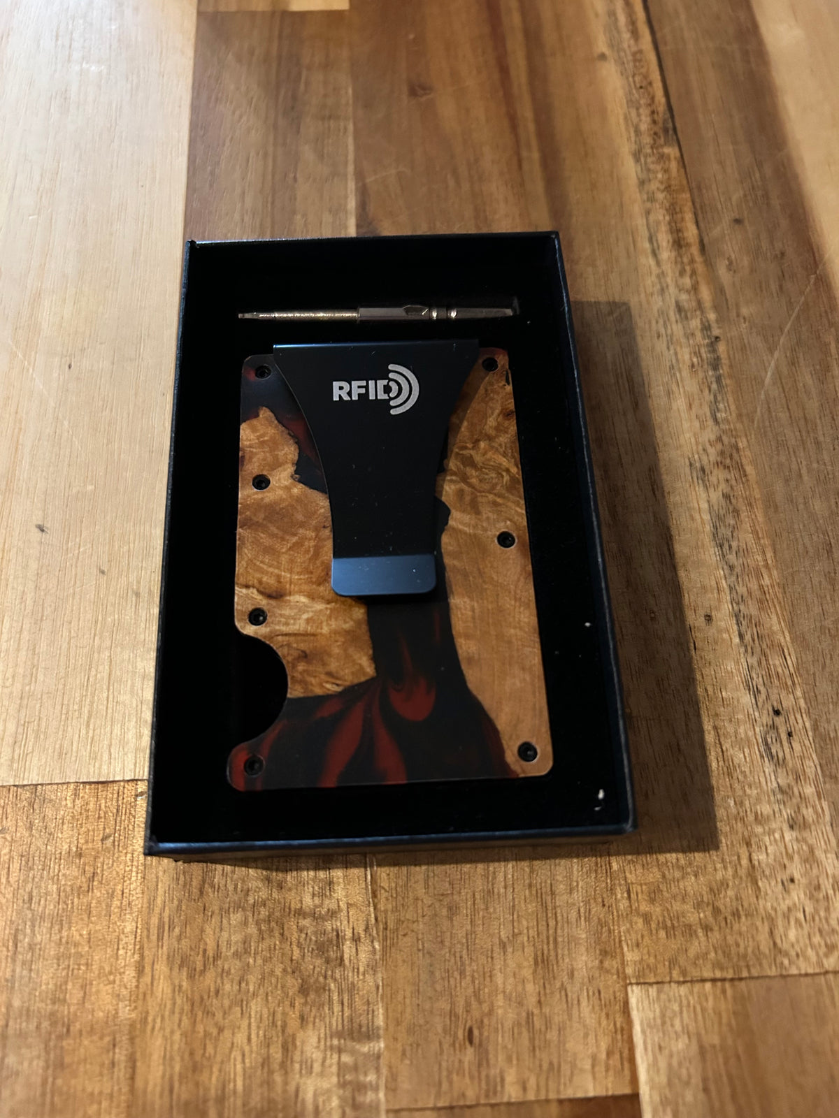 Wood and Resin Wallet - Black/Red