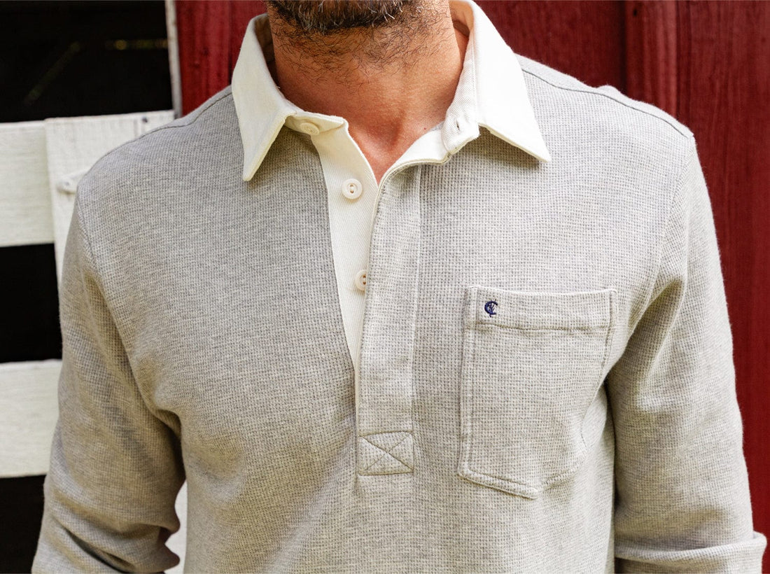 Waffle Rugby Shirt - Heather Gray