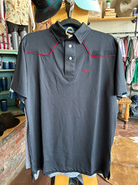 Lariat Western Polo - Black/Red - TS