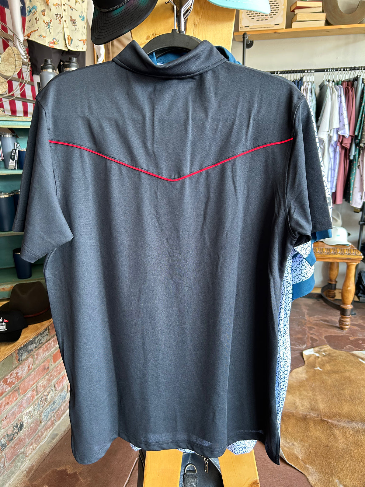 Lariat Western Polo - Black/Red - TS