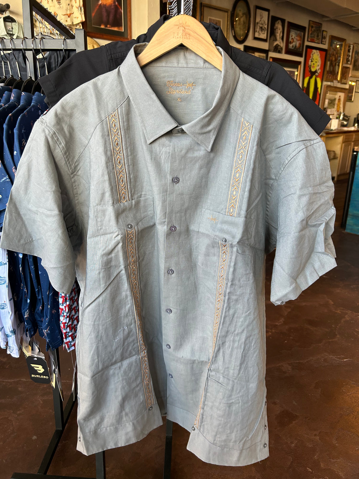 Tejas Guayabera - Gray/Tan - TS