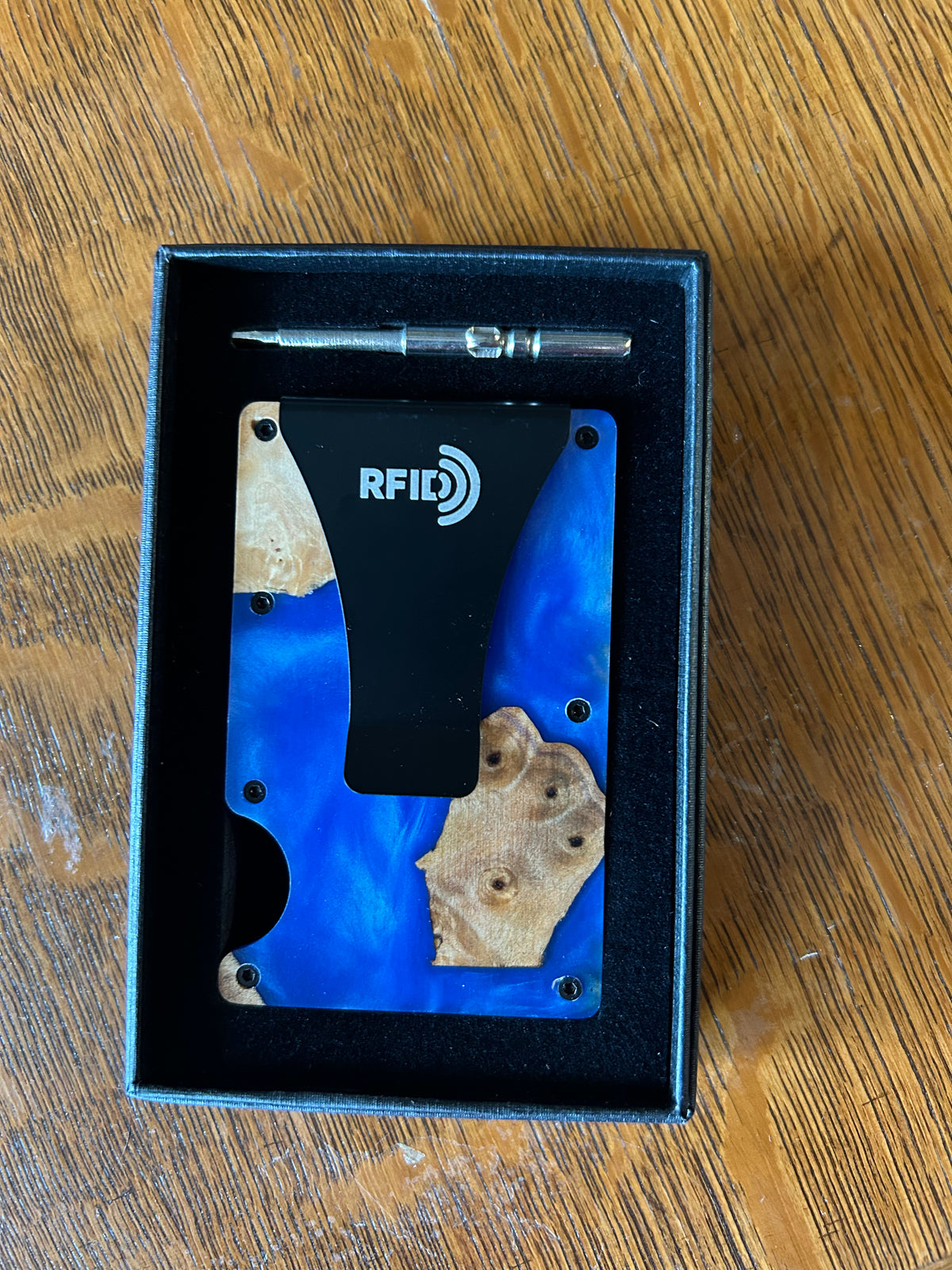 Wood and Resin Wallet - Royal Blue