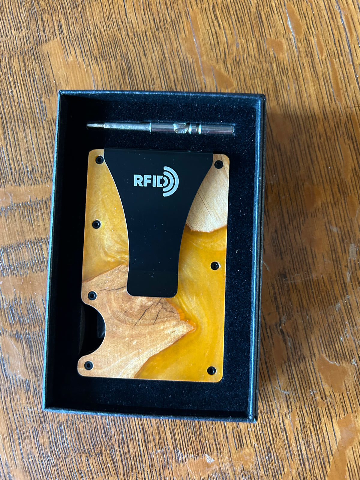 Wood and Resin Wallet - Orange