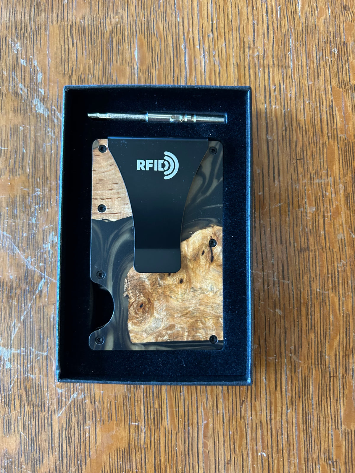 Wood and Resin Wallet - Black/Gold