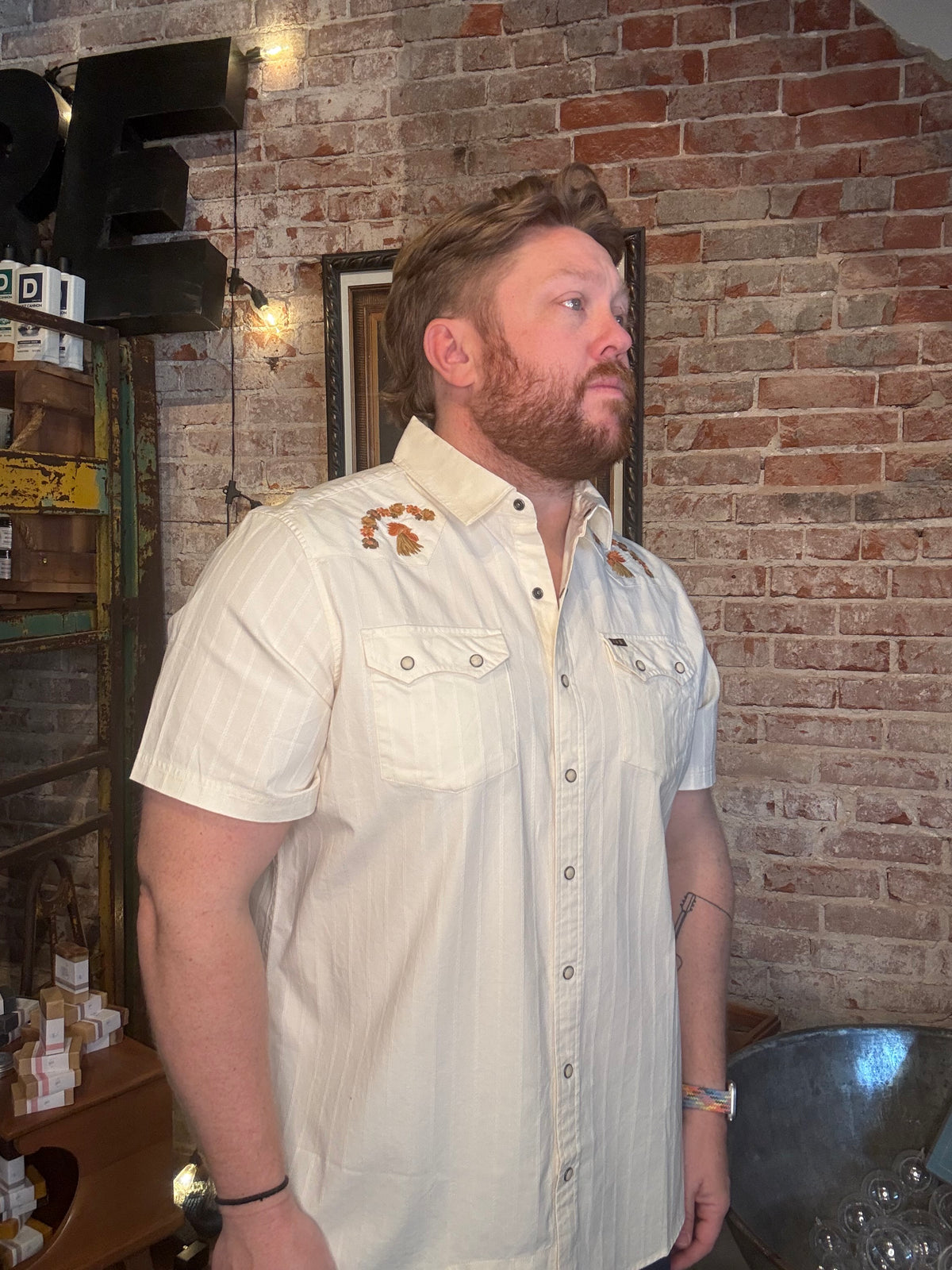 Crosscut Deluxe SS Shirt - Fowl Play: Off White Dobby