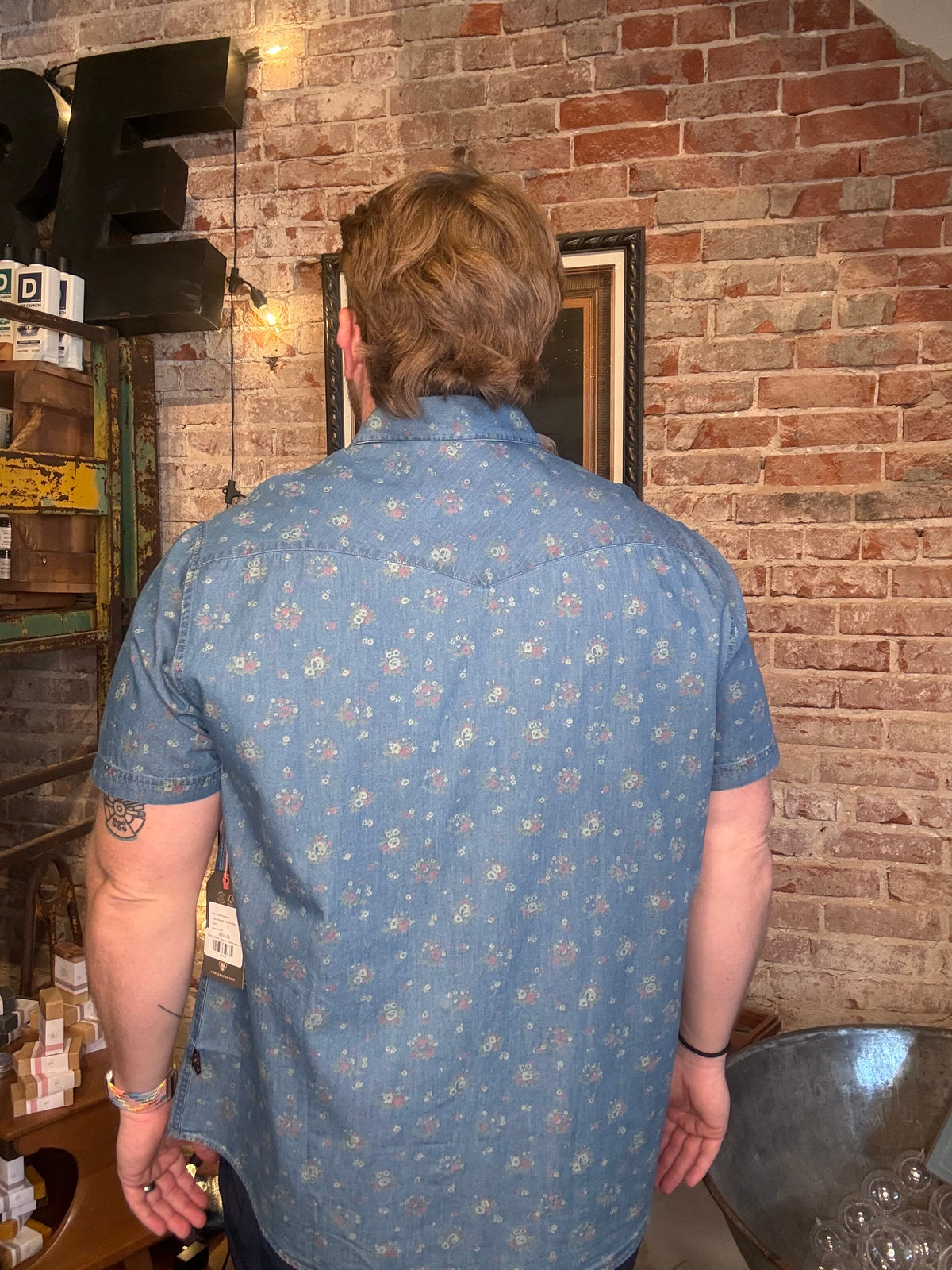 H Bar B Snapshirt - Bouquets: Washed Indigo