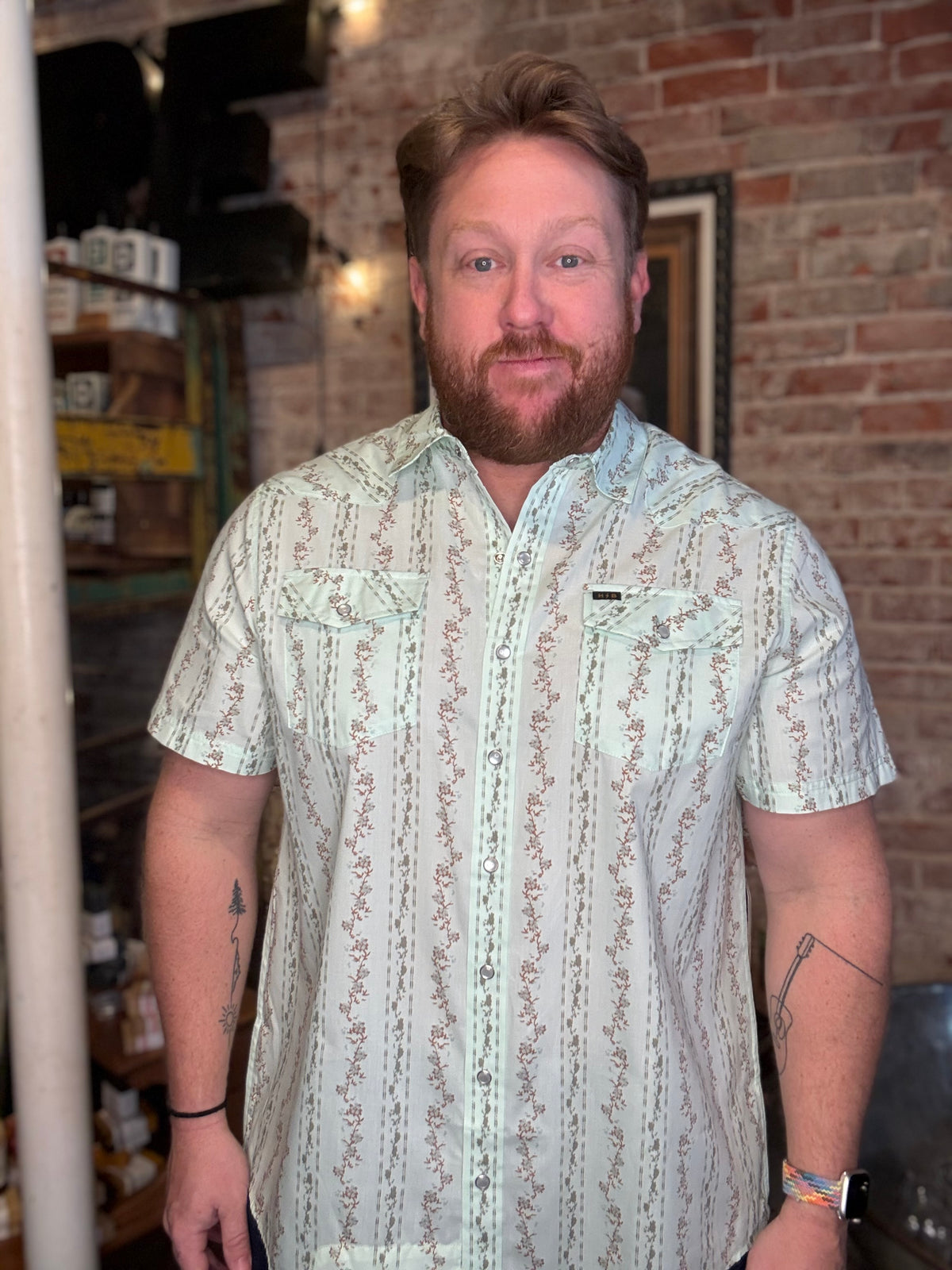 H Bar B Snapshirt - Hibiscus Ribbons: Mint