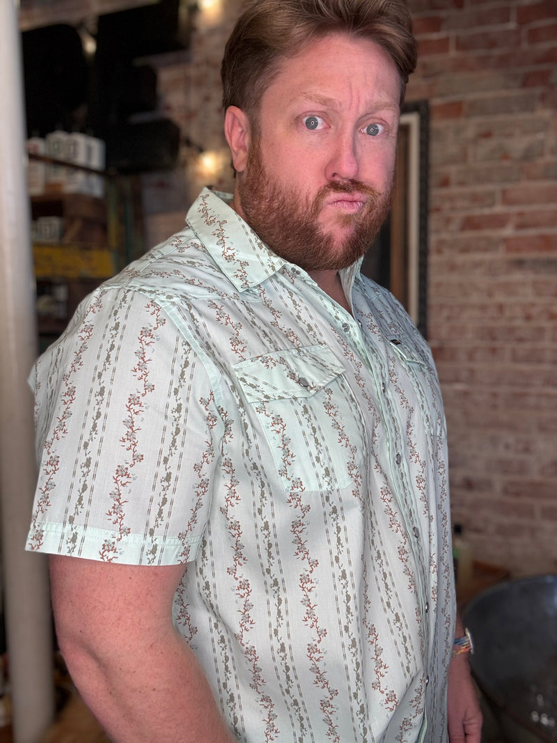 H Bar B Snapshirt - Hibiscus Ribbons: Mint