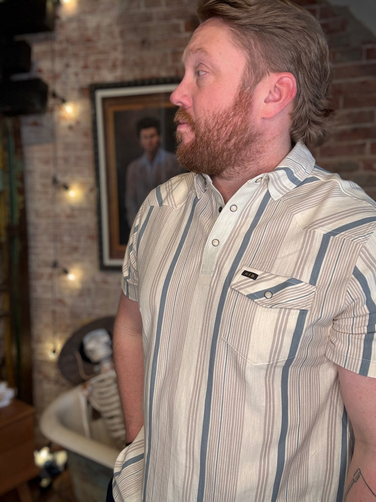 Ranchero Polo - Old Bill Stripe: Limestone