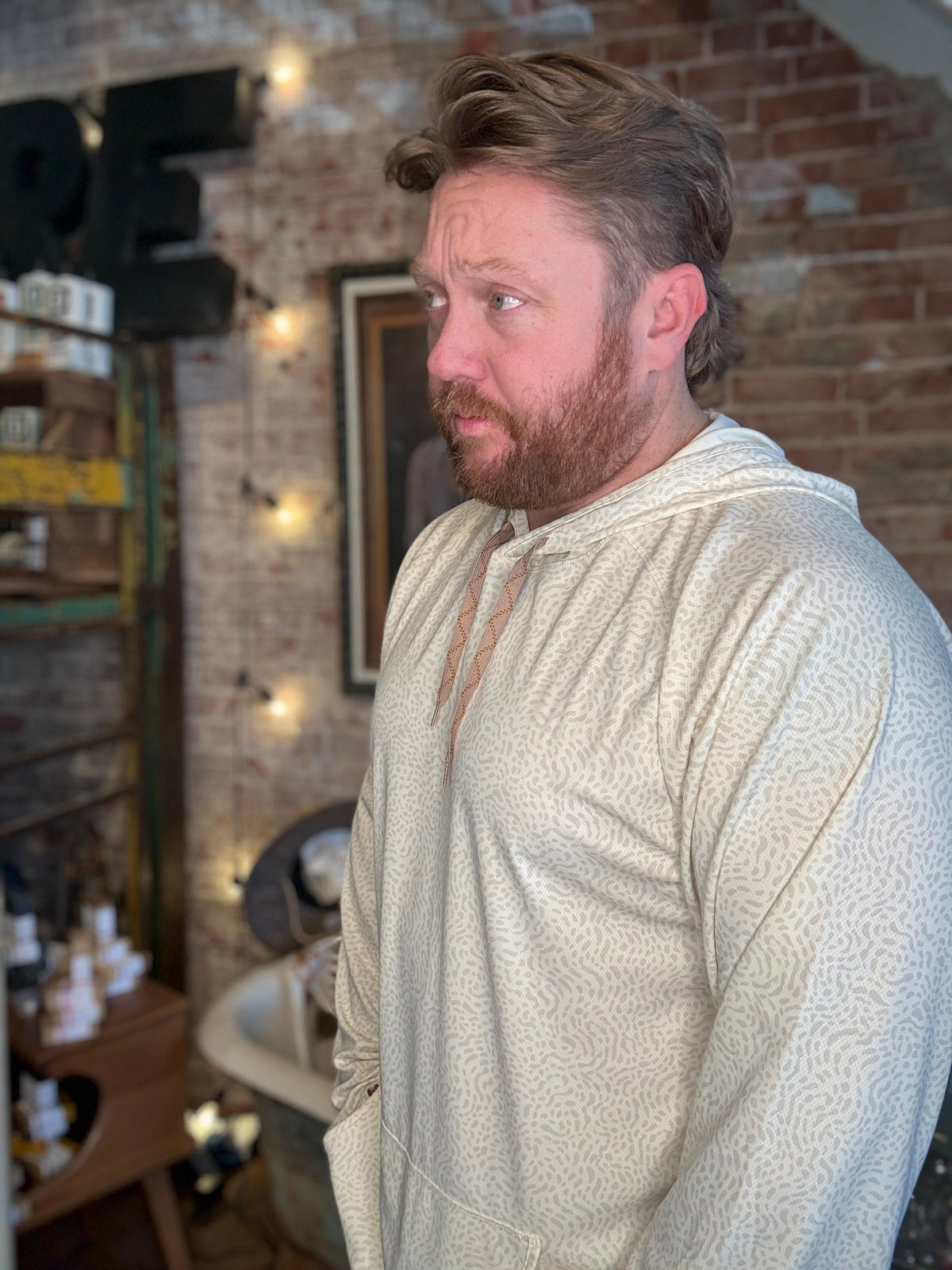 Loggerhead Hoodie - Pond Patterns: Bone