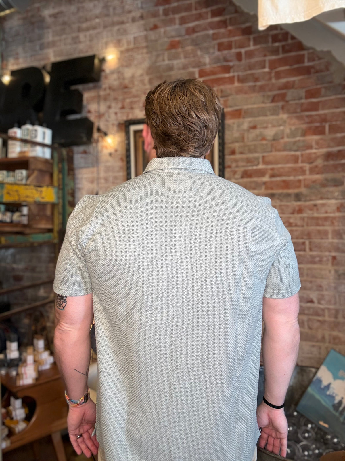 Linden Textured SS Shirt - Sage