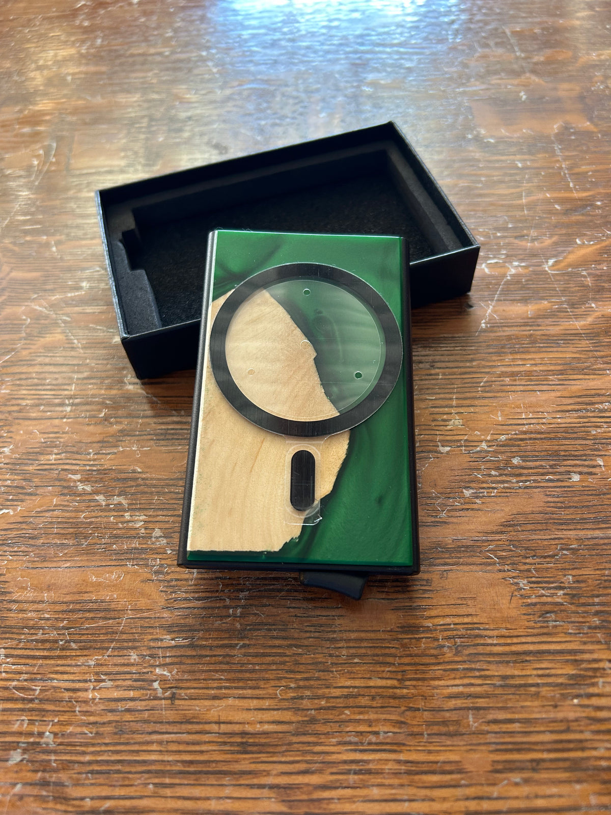 Wood and Resin Magnetic Wallet