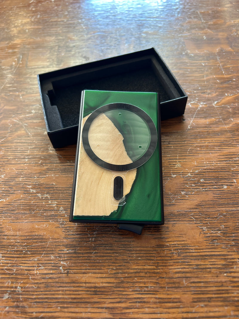 Wood and Resin Magnetic Wallet