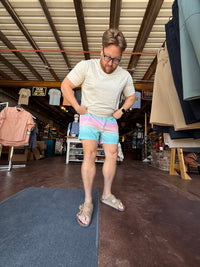 Swim Trunk 5" - Hazy Stripe Aqua