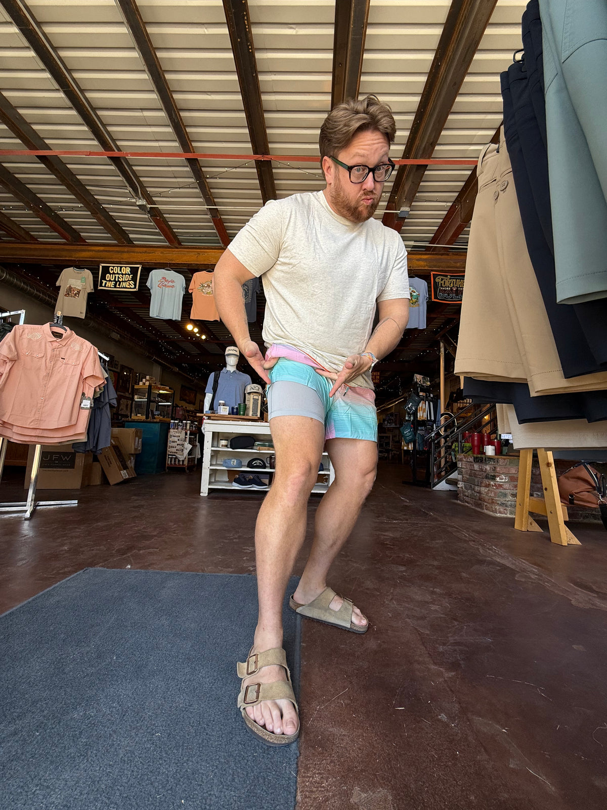 Swim Trunk 5" - Hazy Stripe Aqua