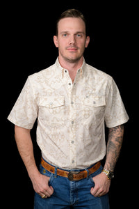 THE CARSON IN BEIGE SHORT SLEEVE PEARL SNAP