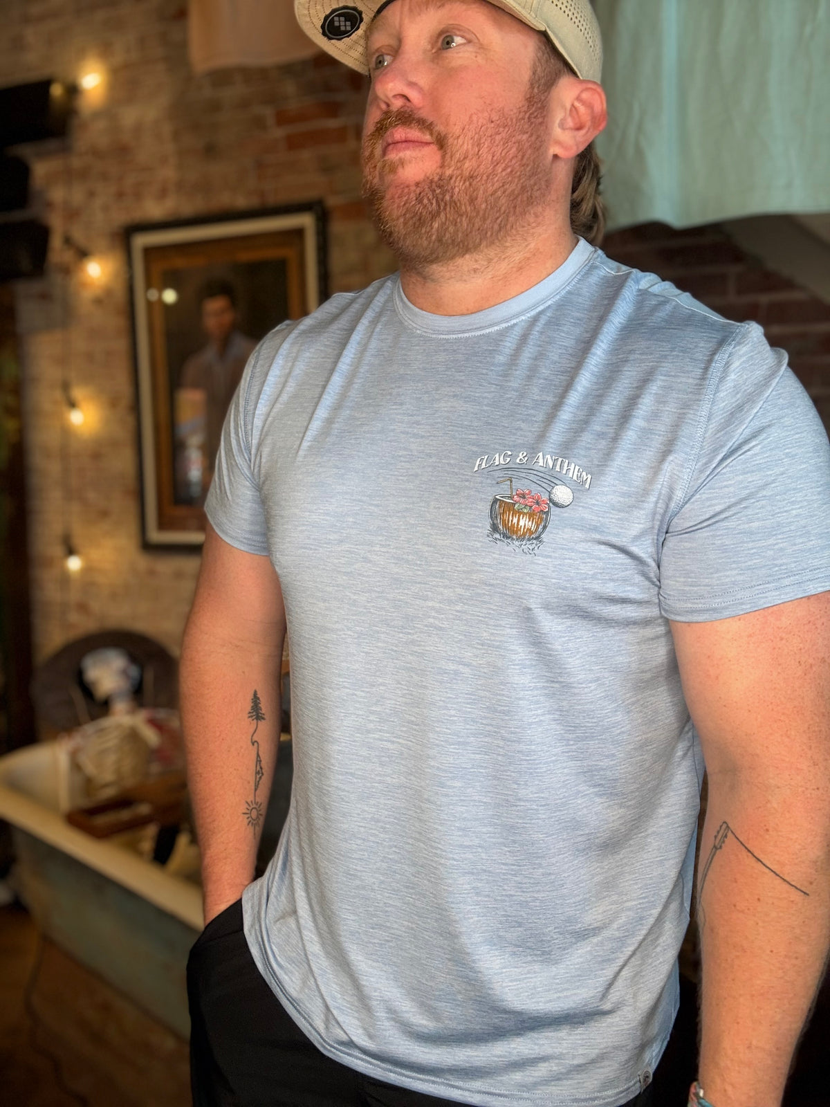 "Sip, Swing, Repeat" SS Tee - Light Blue