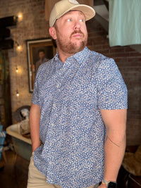 Mableton Floral SS Shirt - Blue/White