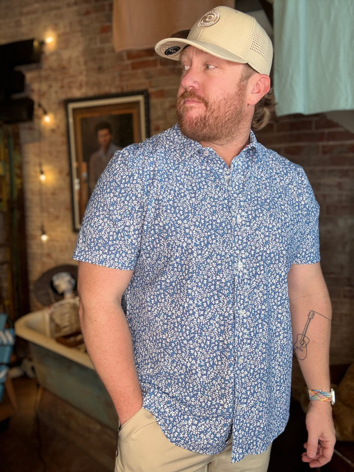 Mableton Floral SS Shirt - Blue/White