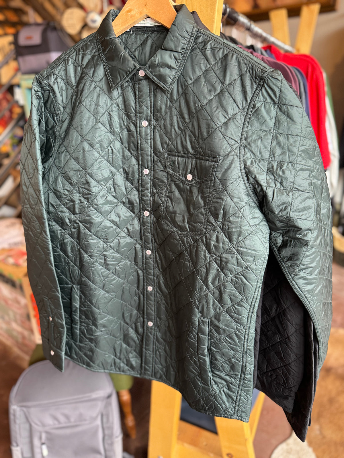 Quilted Shacket - Hunter Green