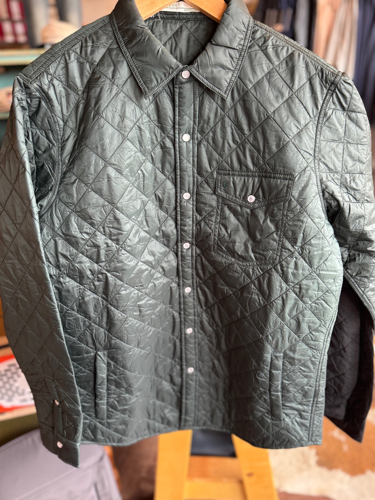 Quilted Shacket - Hunter Green