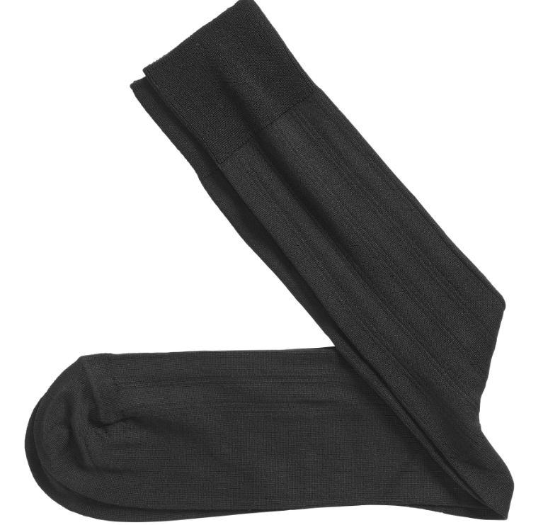 Pima Ribbed Socks-Black-Johnston & Murphy