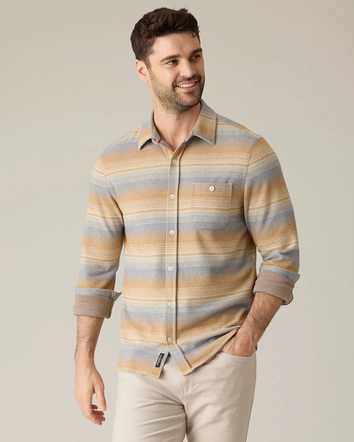 Hero Stretch Flannel - Cream/Grey