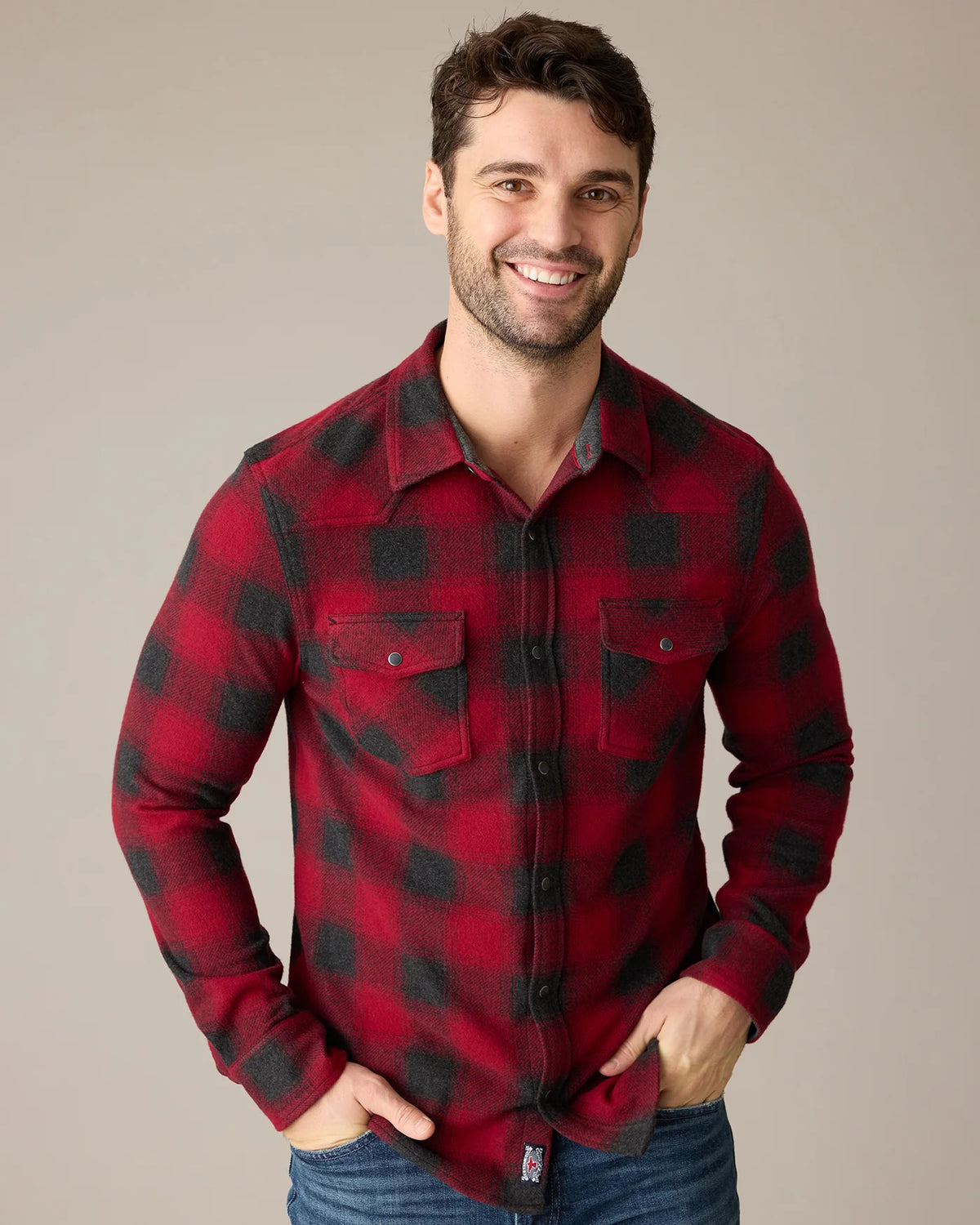 Hero Stretch Flannel - Red/Charcoal