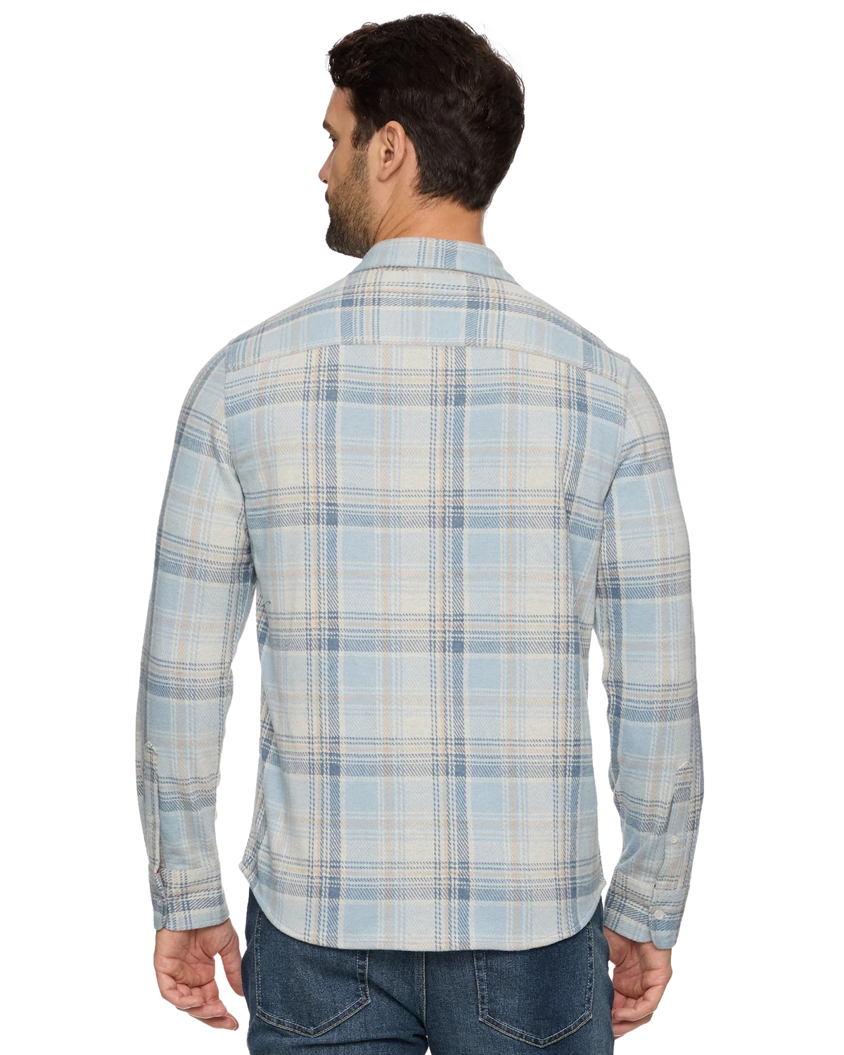 Hero Stretch Flannel - Light Blue/Cream