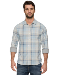 Hero Stretch Flannel - Light Blue/Cream