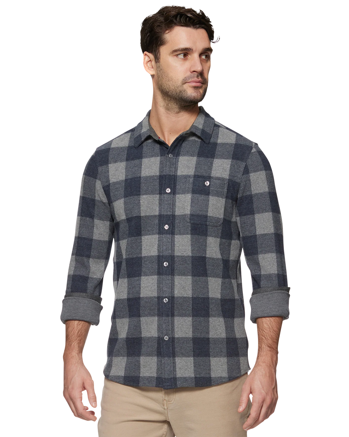 Hero Stretch Flannel - Navy/Grey