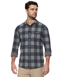 Hero Stretch Flannel - Navy/Grey