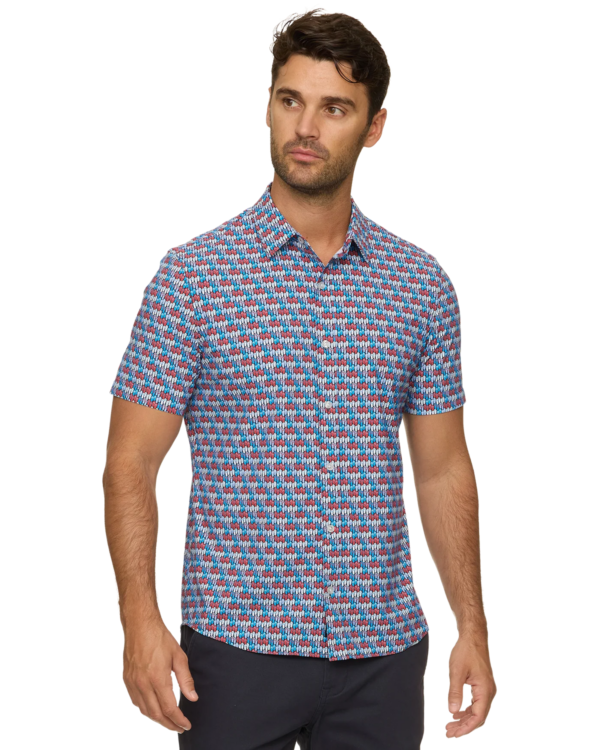 Journey Stretch Shirt - Blue/Red/White Flip Flop
