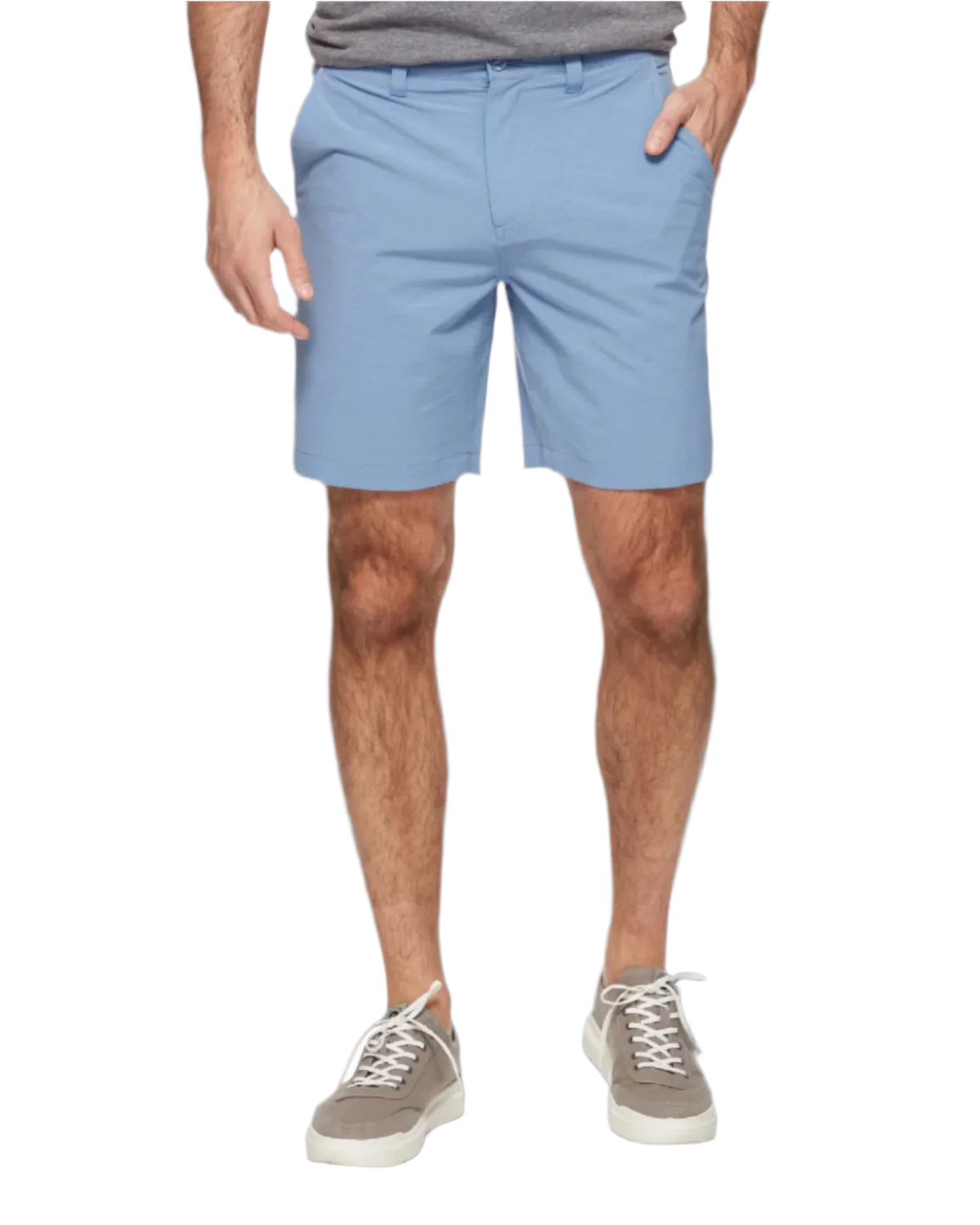Cotton Blend Perf. Short 8" - Light Blue