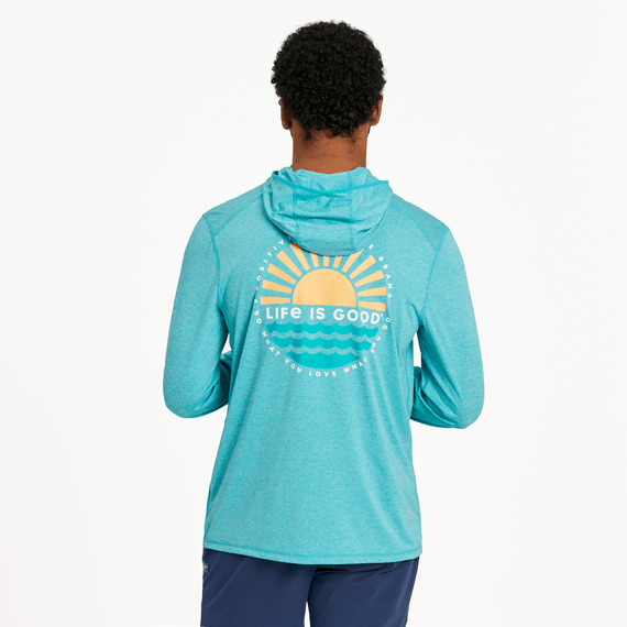 Sunset on the Water Long Sleeve Active Hooded Tee